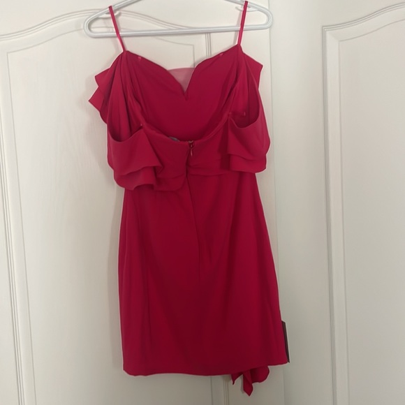 Fuchsia ruffle, Le chateau lined mini dress. Elegant and sassy size XS brand new - Picture 2 of 4